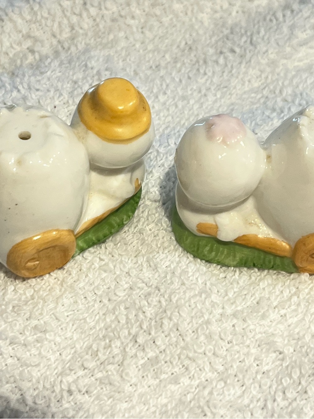 Ceramic Chick Salt and Pepper Shakers - White with Pastel Accents - Picture 2 of 5